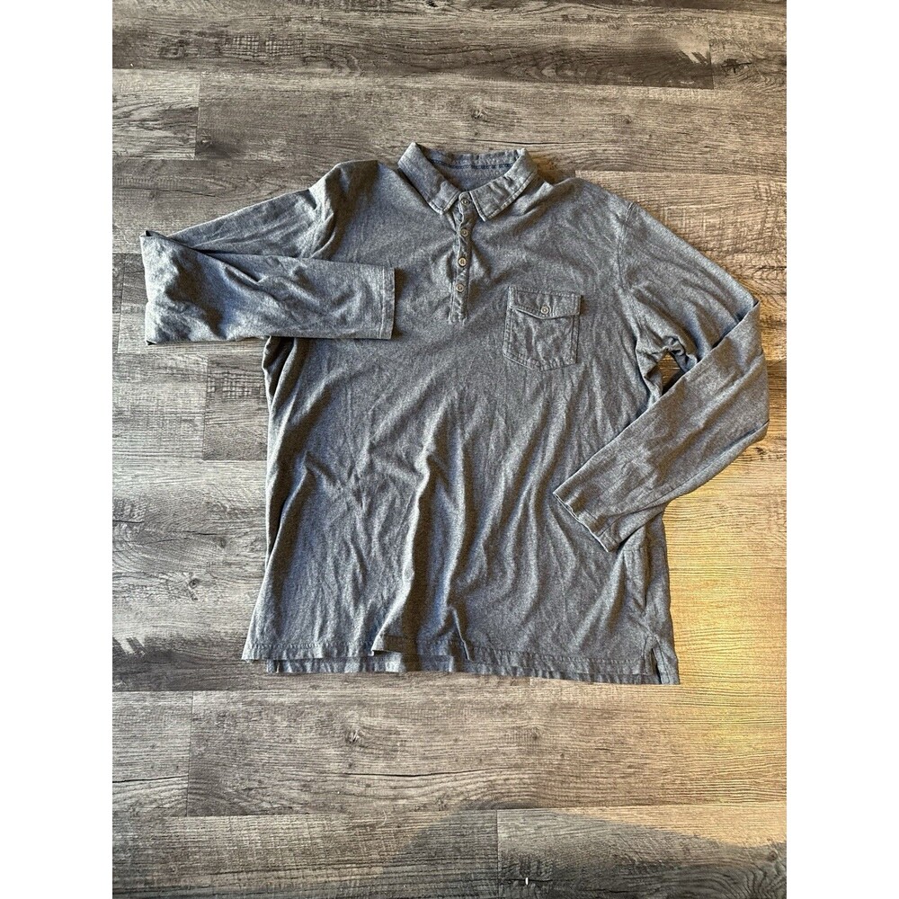 Kuhl Polo Shirt Mens Wildfibre Extra Large Long Sleeve XL Pocket Henley Gray